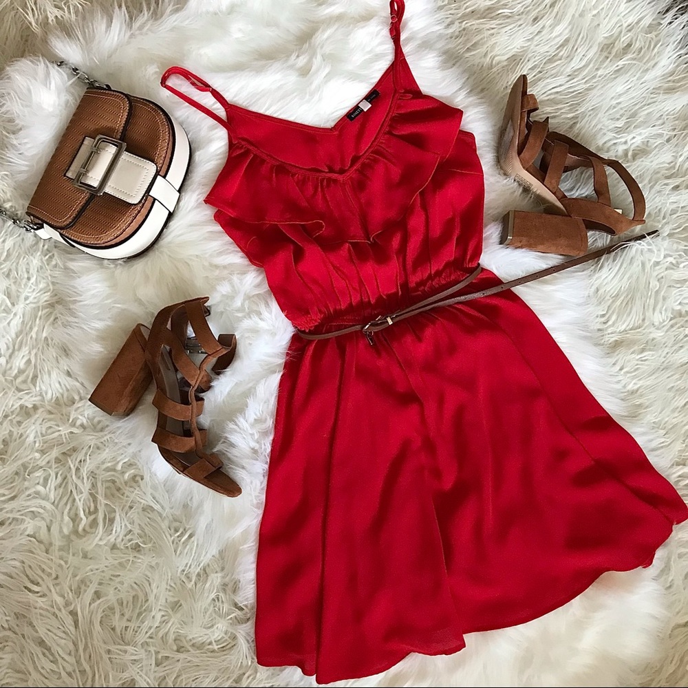 ROSETTE by BE COOL Red Ruffle Top Dress (S)